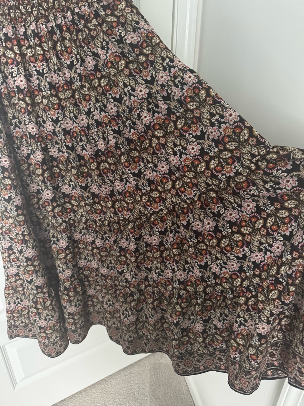 Max Studio Black Floral V-Neck Smocked Maxi Dress - Picture 7 of 10